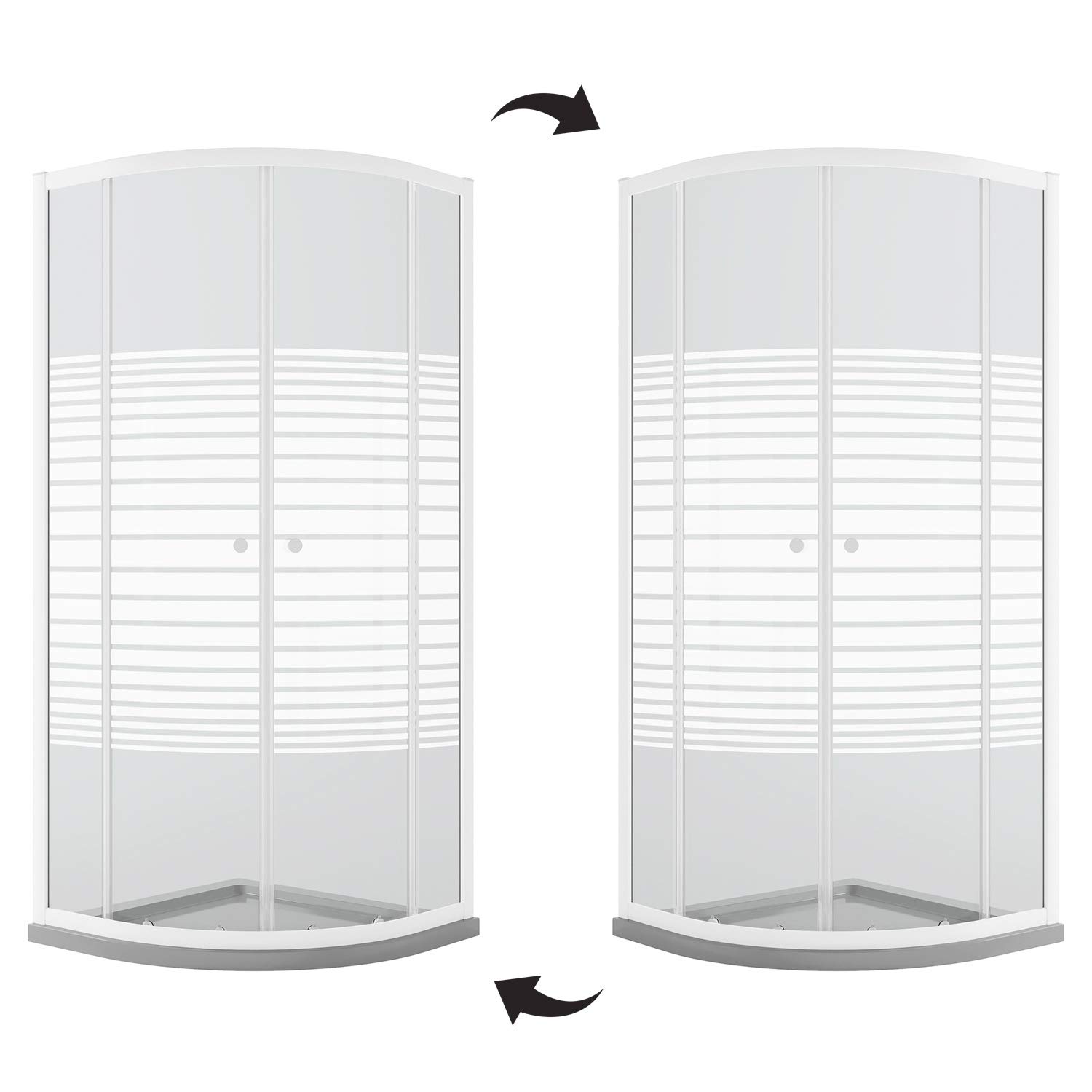 Idralite Mampara de Ducha Semicircular 90x90 CM H185 Blanco Vidrio Serigrafiado Mod. Blanc