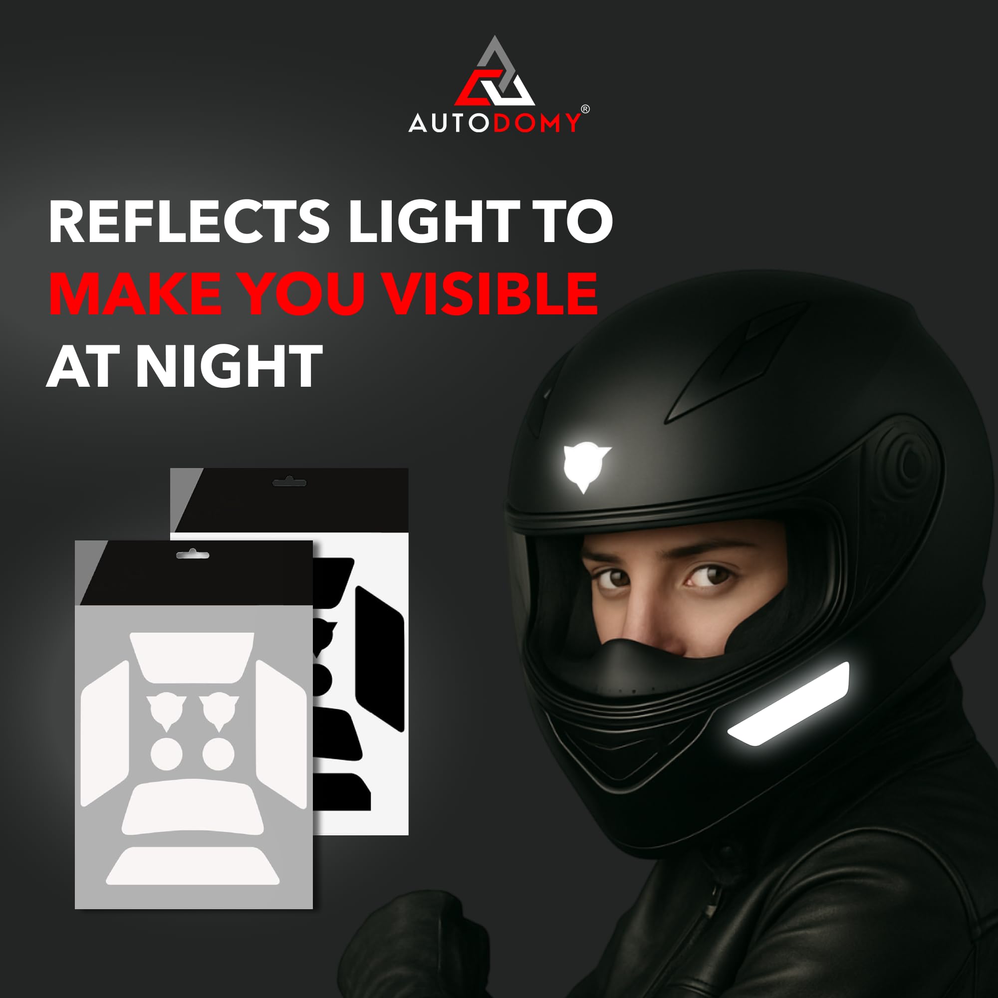 Autodomy Reflective Stickers for Motorcycle Helmet, Pack of 9, Reflectors Helmet, Weatherproof & UV Resistant, Helmet Reflector Sticker, France Racing Design (Black Reflective) Automotive