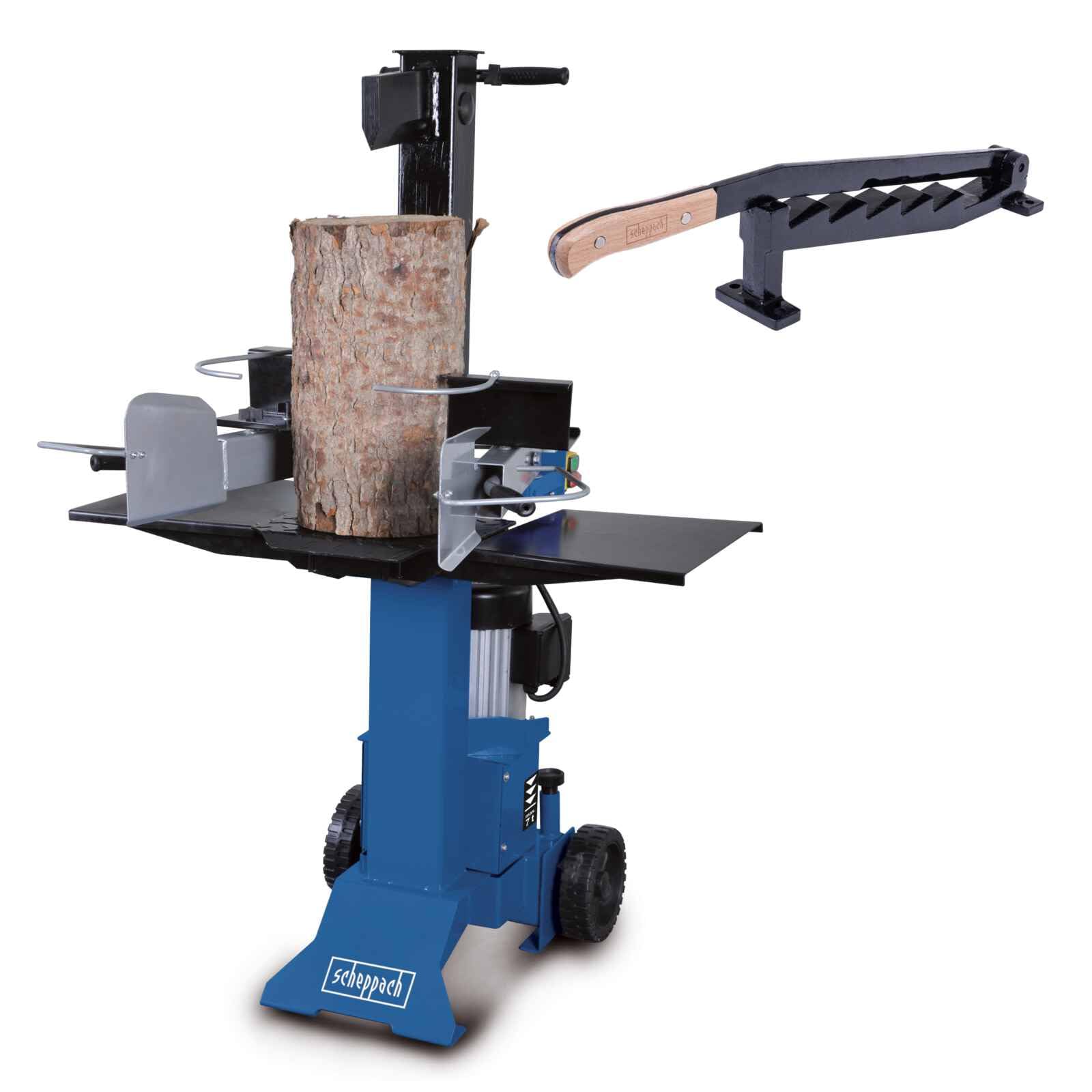 Scheppach Hl810 Vertical Log Splitter & Kindling Splitter Set, 8 Tonne Hydraulic Force, 3000W, Safe & Portable Firewood Cutter
