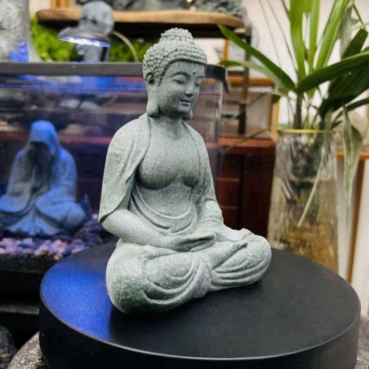 Miniatura 5 de livelyfish Decoraciones de Buda para acuario zen, estatua de Buda para decoración del hogar, estatua de Buda de piedra de meditación para escultura