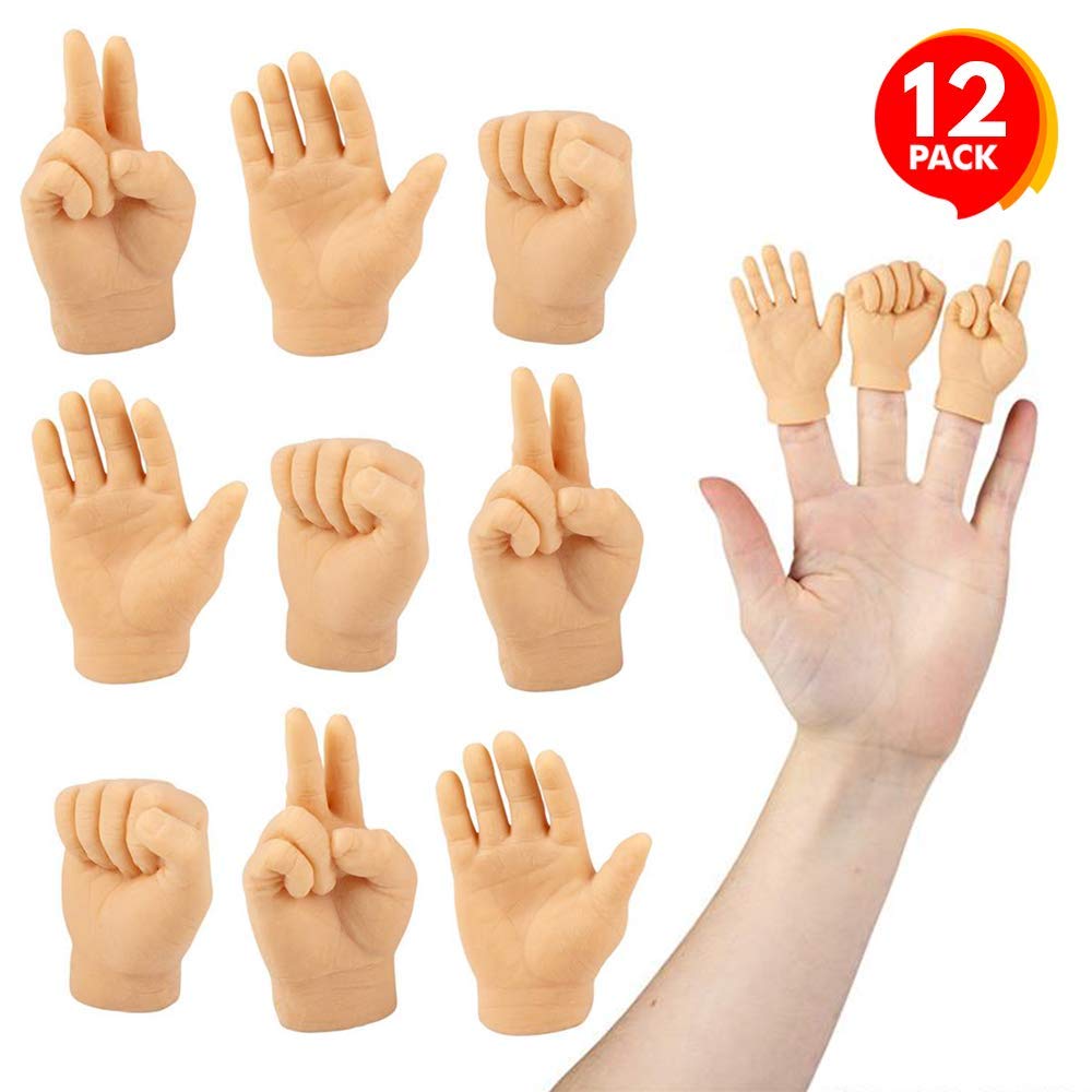 ArtCreativity Hand Finger Puppets, Set of 12, Soft Realistic Feeling Finger Puppets, Comfortable Silicone Rock Paper Scissors Game, Fun Prank Toys and Gag Gifts, Goodie Bag Fillers for Boys and Girls