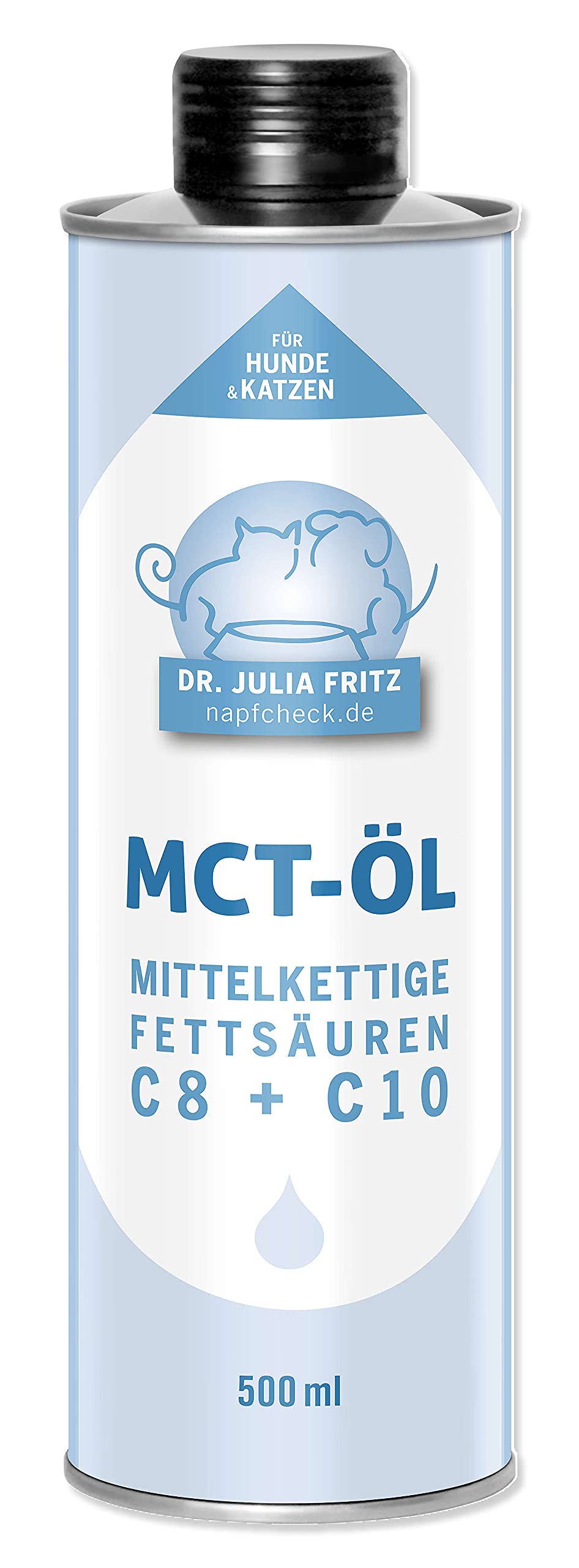 napfcheck MCT Öl - mittelkettige Fettsäuren C8 und C10 - für Hunde und Katzen - 500 ml