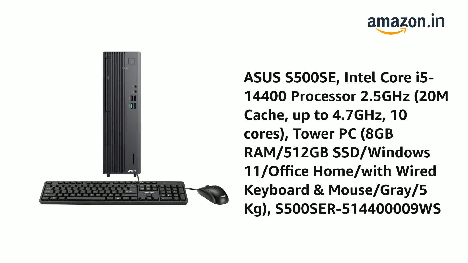 ASUS S500SE, Intel Core i5-14400 Processor 2.5GHz (20M Cache