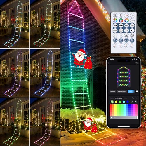 Toodour Outdoor Christmas Decorations Lights, Smart RGB Christmas Lights with Bluetooth & App Controlled, 10ft LED Ladder Lights, Music Sync Color Changing Xmas Lights for Home, Wall, Indoor Decor Toodour Outdoor Christmas Decorations Lights, Smart RGB Christmas Lights with Bluetooth & App Controlled, 10ft LED Ladder Lights, Music Sync Color Changing Xmas Lights for Home, Wall, Indoor Decor