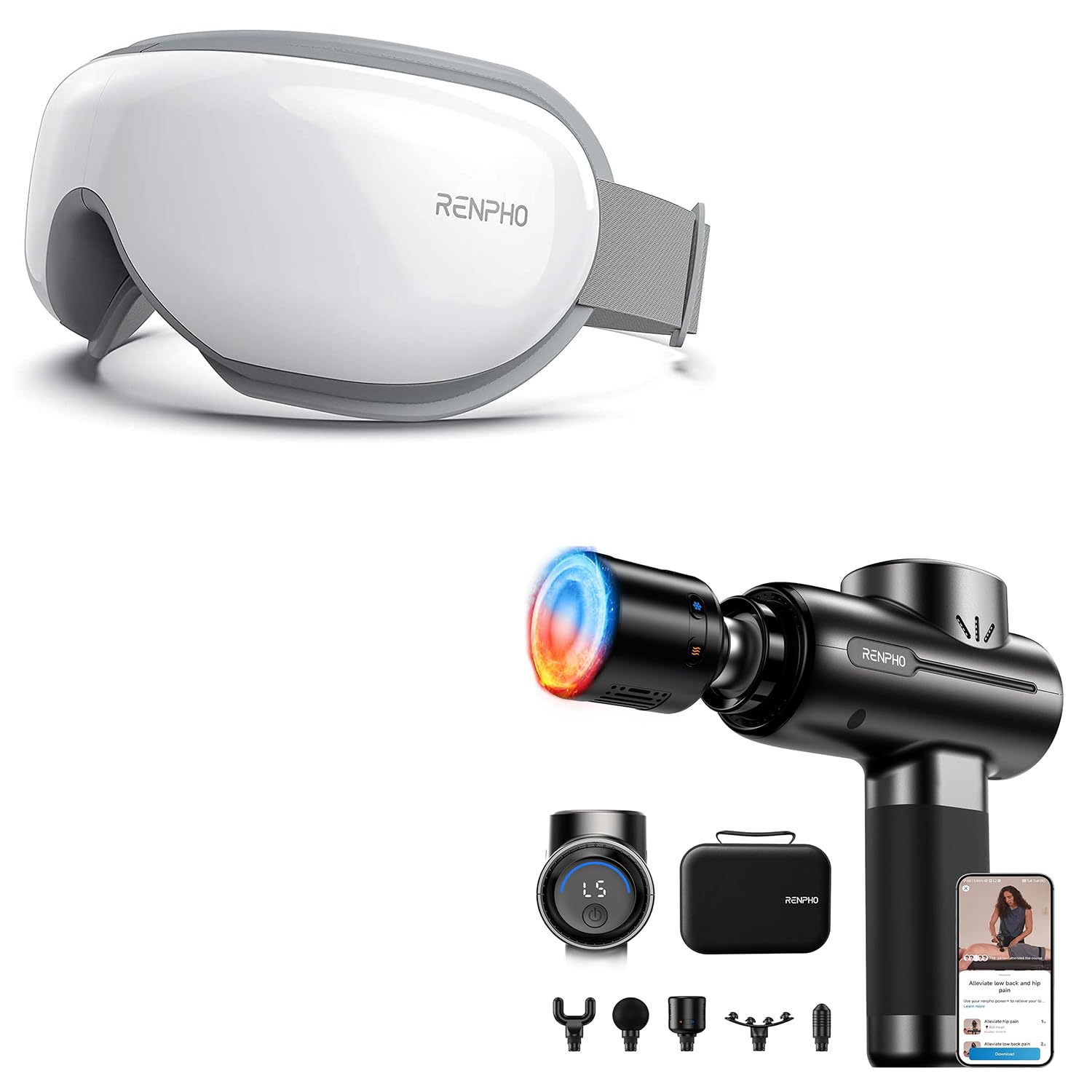RENPHO Massage Gun with Heat and Cold FSA Eligible HSA Eye Massager with Heat