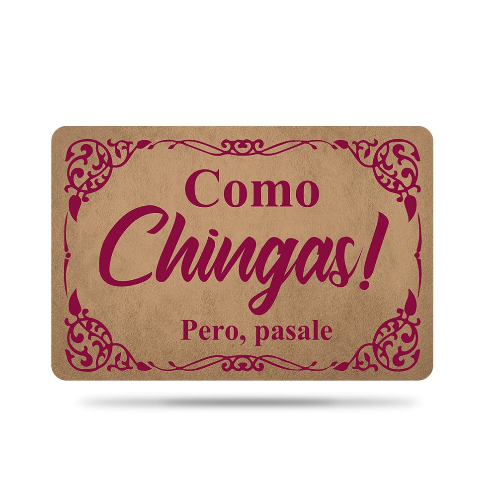 Ytanie Welcome Mats for Front Door Outdoor Entry Como Chingas! Pero, pasale Doormat Non Slip Rubber Mat for Home Indoor Farmhouse Funny Kitchen Rugs