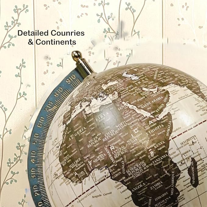 GLOBE DADDY Antique Rotating World Globe 6 Inch with Gold Metal Arc and Wooden Stand for Show pieces for Home Décor, Office Decor and Decorations items,Study Table decor Items, 3