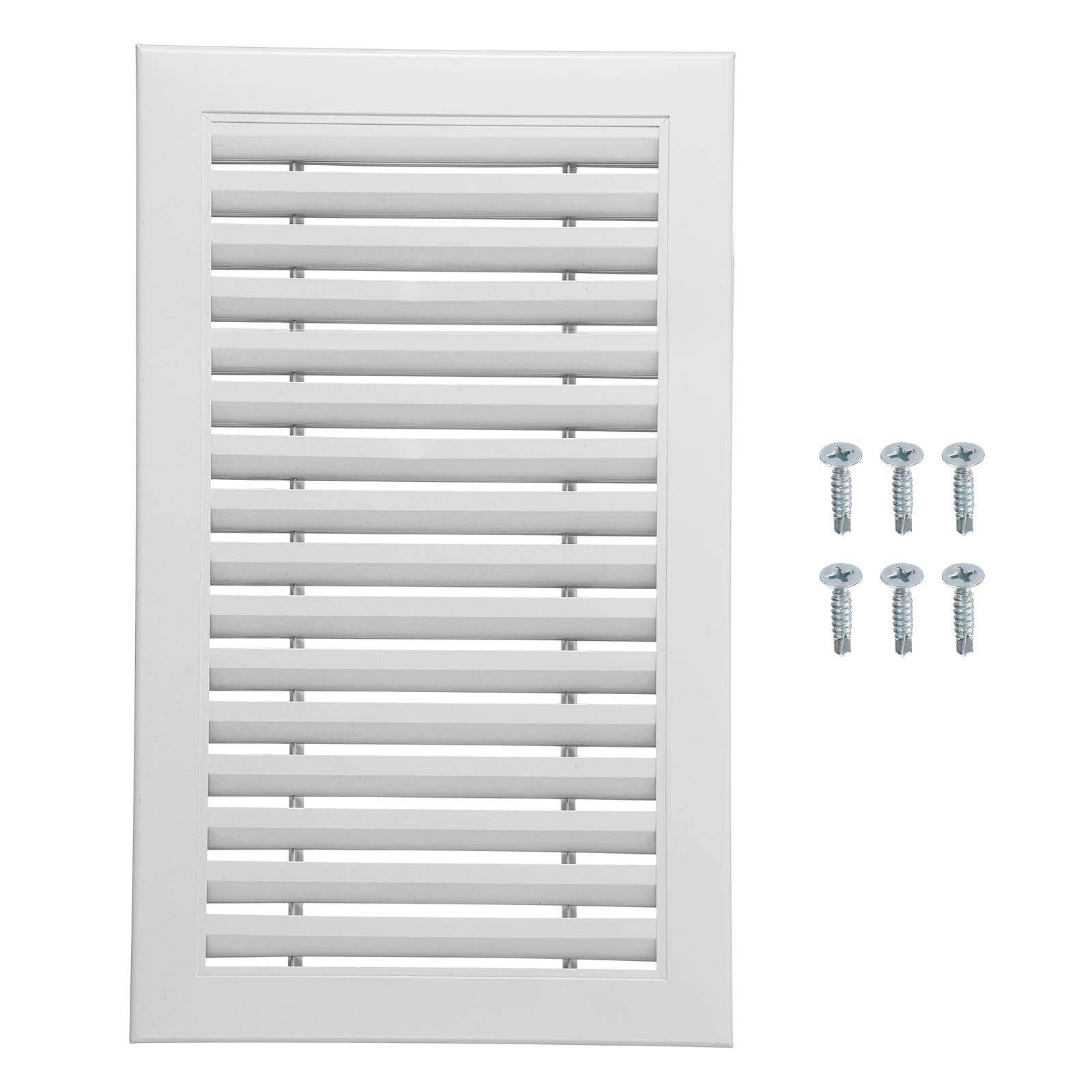 sourcing map Aluminum Air Vent Cover (400x250mm) - Rectangle Ventilation Grille Louvered Ventilation Cover for Cabinet Closet Door Wardrobe HVAC Vent (Ducting Openings: 345 x 195mm), White