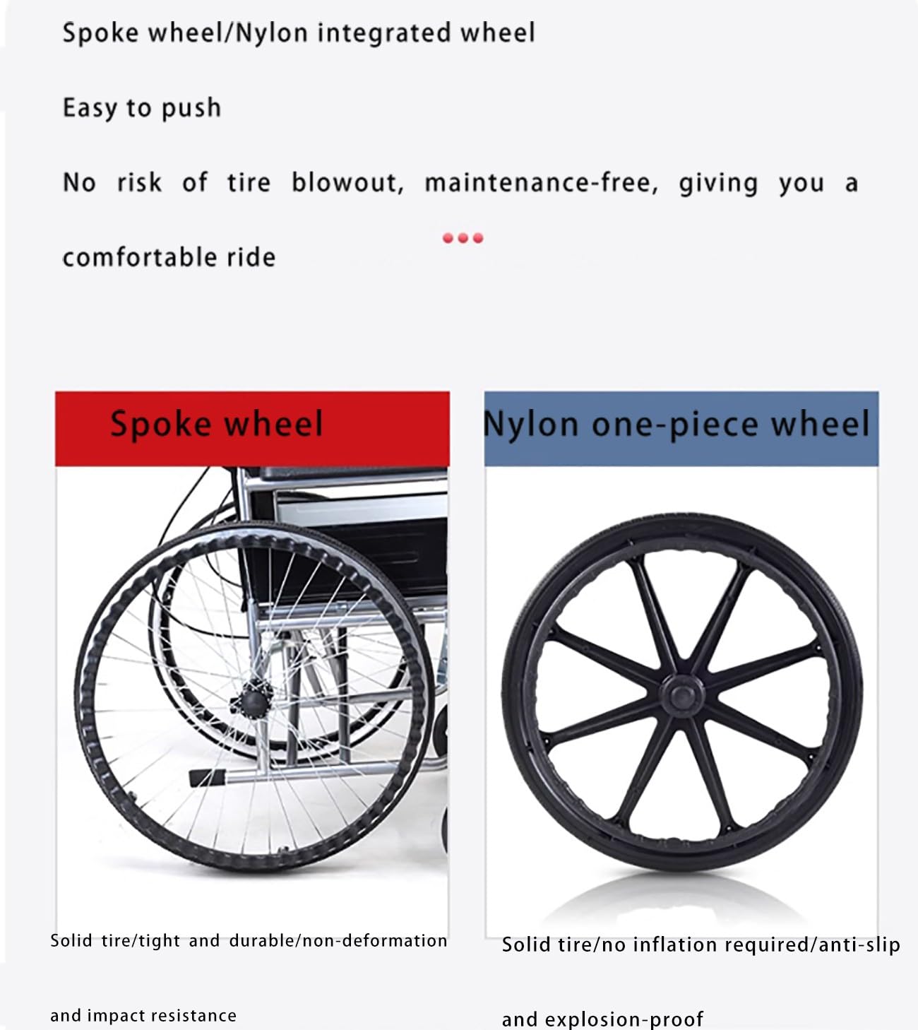 Silla de ruedas autopropulsada ligera con frenos, silla plegable portátil para adultos, diseño compacto y cómodo
