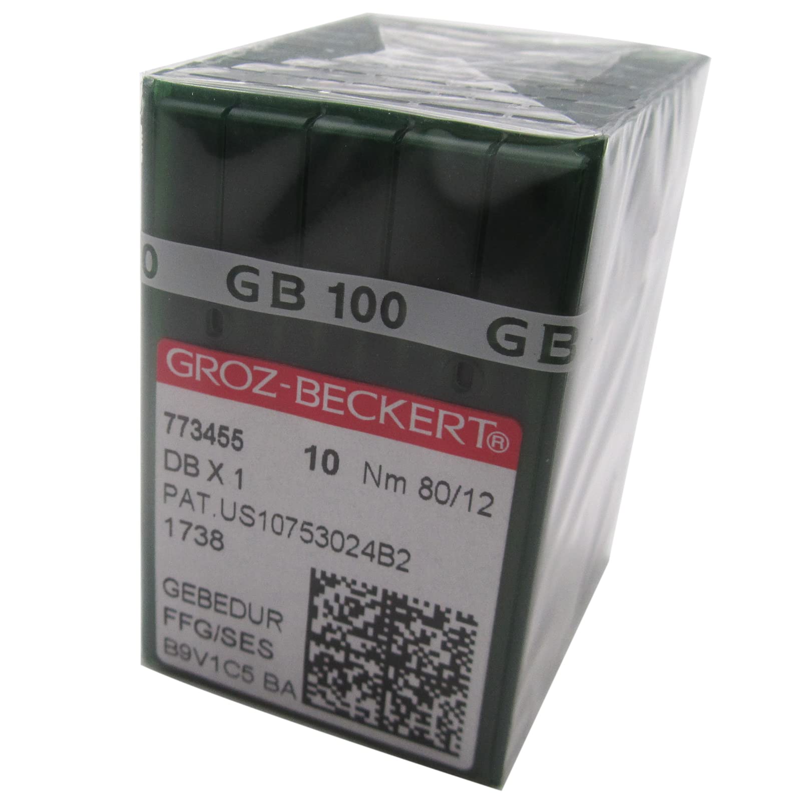 GROZ-BECKERT Needle in CKPSMS Clear Plastic Box- 100 GROZ-BECKERT DBX1 16X257 1738 GEBEDUR Titanium Sewing Machine Needles (12/80)
