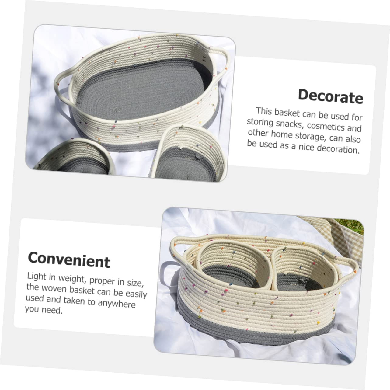 Garneck Cestino in Corda Di Cotone Porta Snack Organizer Da Comodino E Scrivania Decorazione Rustica Per La Casa
