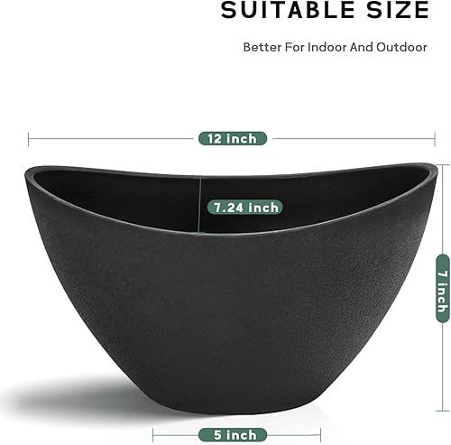 Miniatura 2 de LaDoVita Macetas con agujeros de drenaje, macetas ovaladas grandes de 12 pulgadas para plantas de interior, macetas de plástico para exteriores,