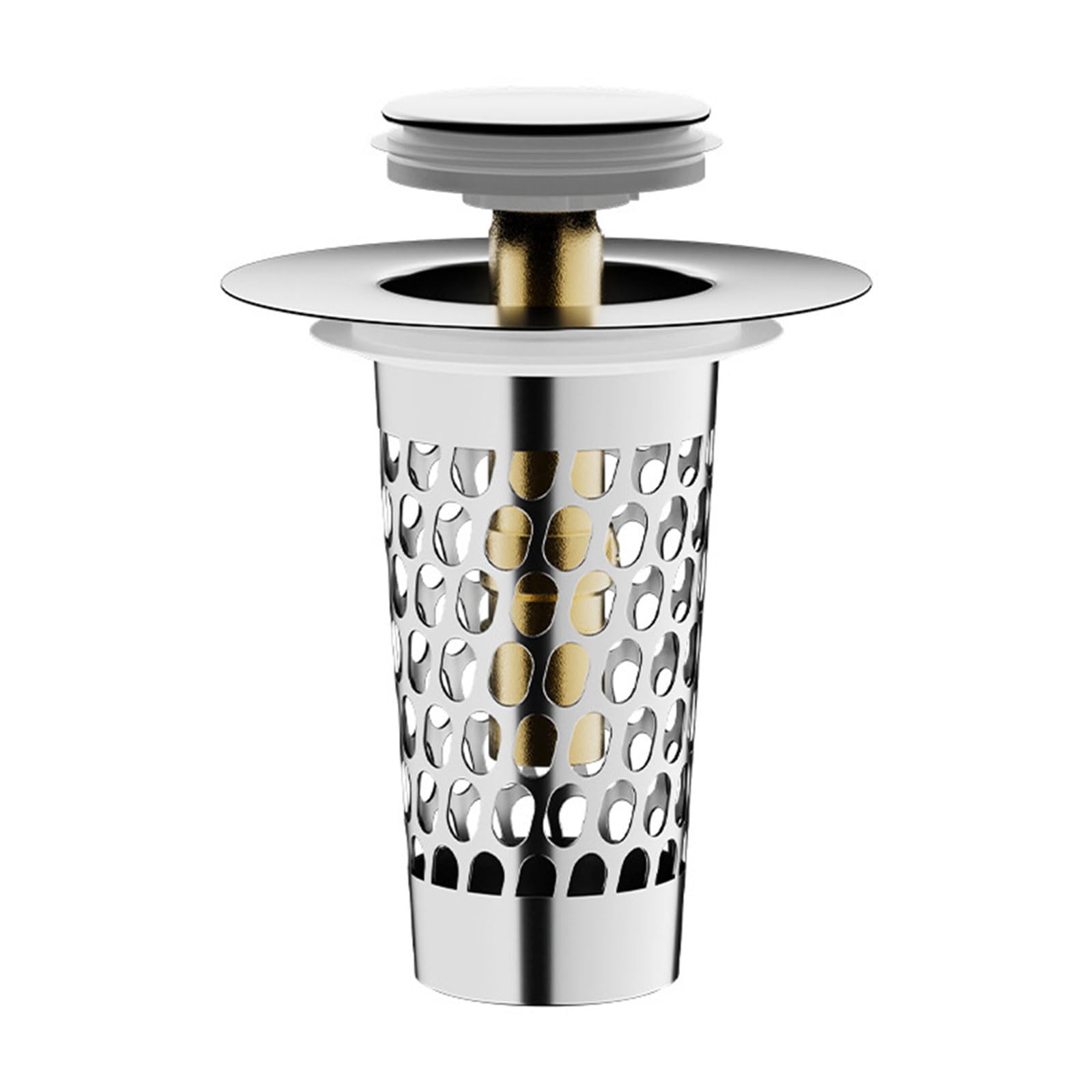Sink Drain Strainer Basket Metal Drain Plug Push Type Bounce Cores Drains Filter AntiClogging Stoppers Enduring Stoppers Bathroom Strainer