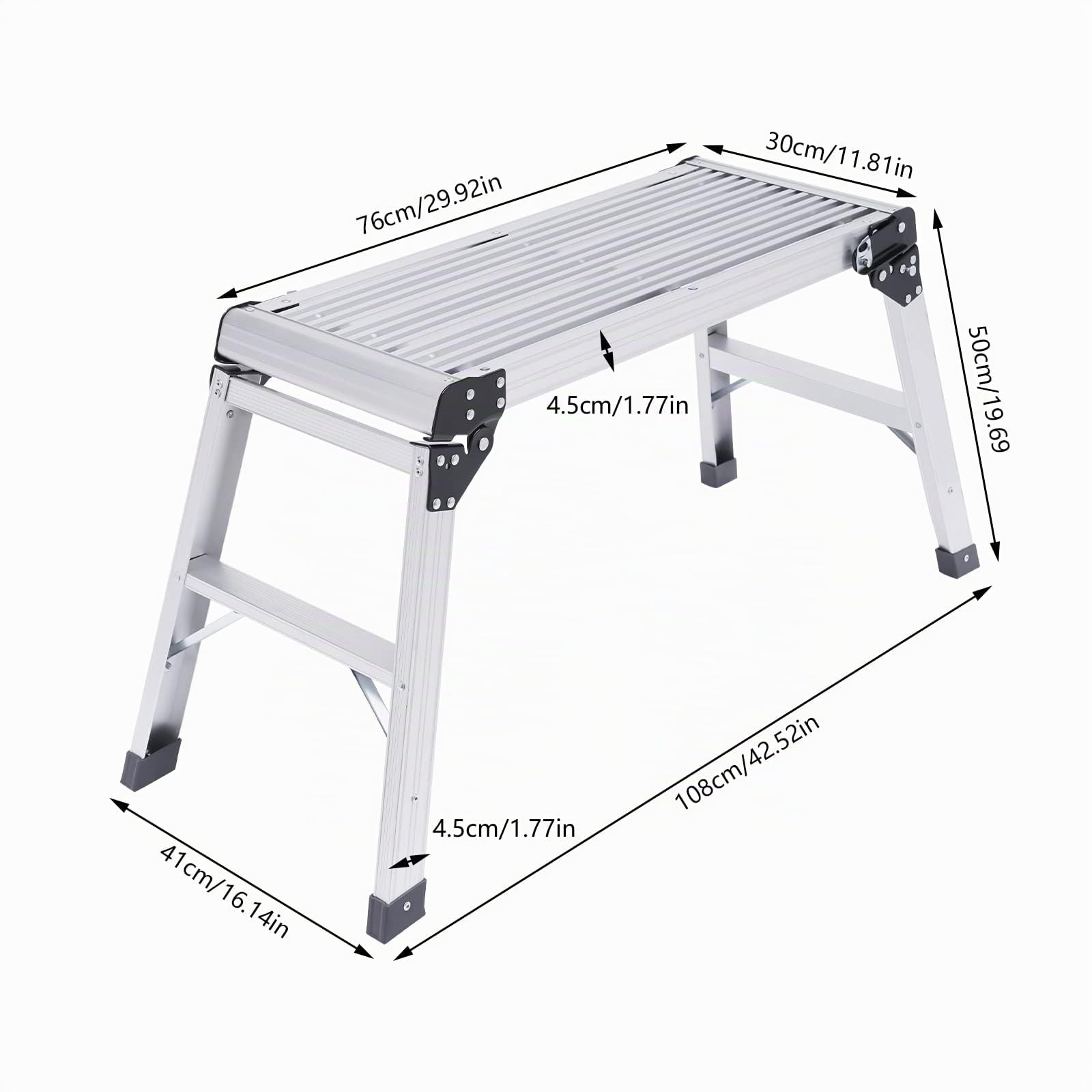 Échelle en aluminium - Plateforme de travail pliable - Échelle antidérapante pour la maison et le jardin - Capacité de charge de 150 kg