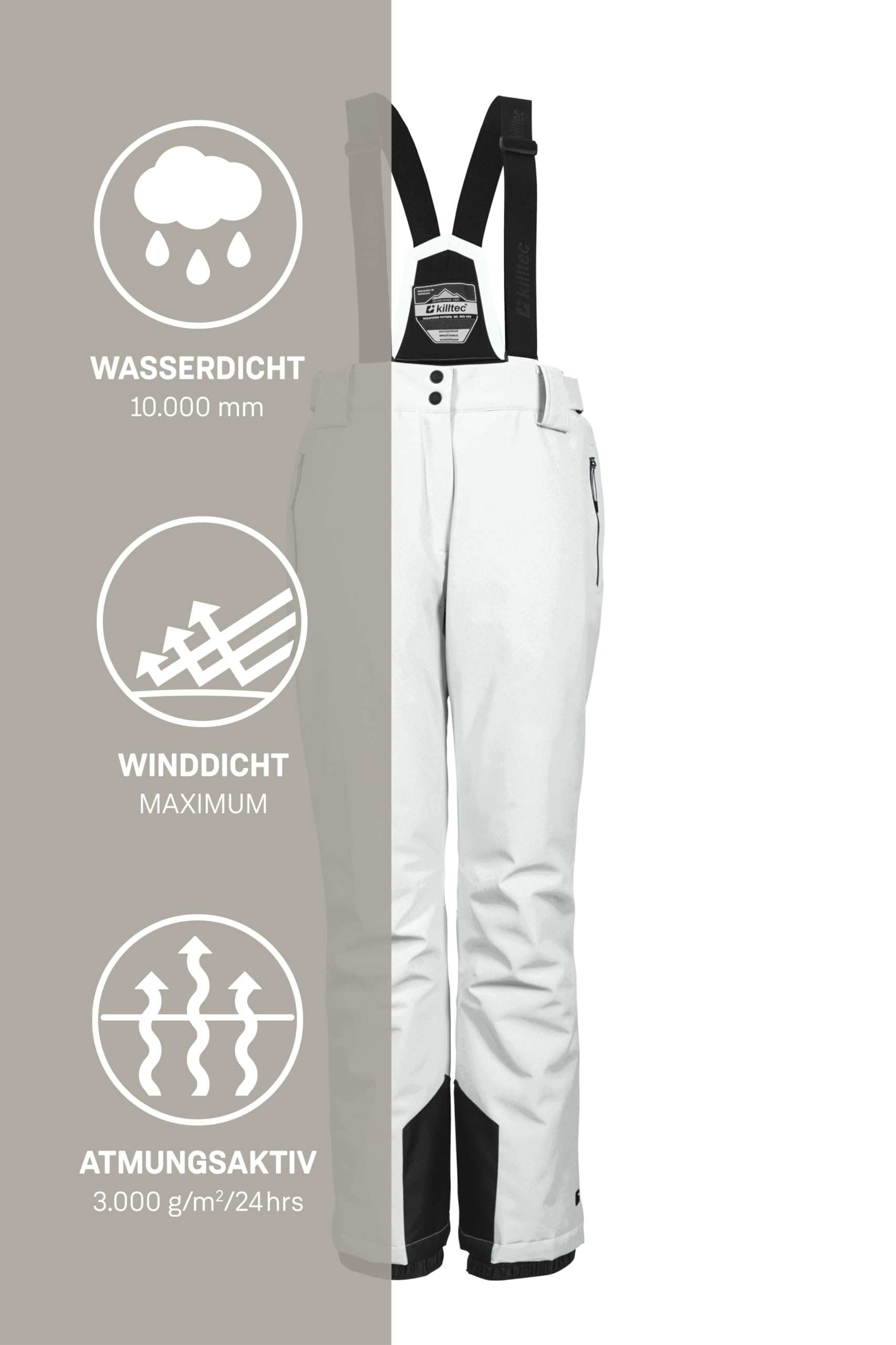 Killtec Ksw 249 Wmn Ski Pnts_erielle - Pantalones de esquí/Pantalones funcionales con Tirantes Desmontables, protección de los Bordes y protección contra la Nieve Mujer