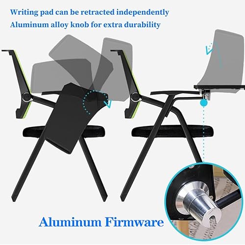 Miniatura 5 de Sillas de oficina plegables con respaldo de malla, sillas apilables para sala de conferencias con almohadilla de escritura, silla de sala de