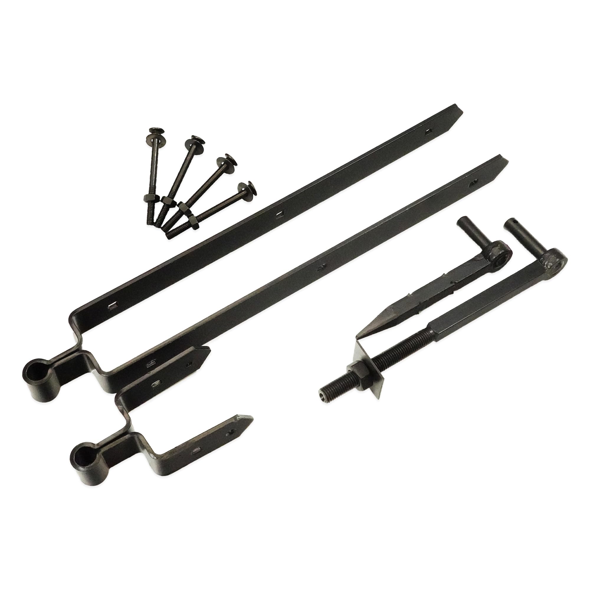 12”18”24” Standard Double Strap Heavy Duty Standard Field Gate Hinge Set Black/Galvanised with Fixings (24 Inch, Black)