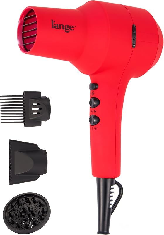 Secador de pelo iónico PowerStyle Turbo | Secador de pelo profesional de 1875 vatios con difusor y concentrador | Múltiples configuraciones de calor y velocidad para un secado rápido | Herramientas de peinado de salón, rojas