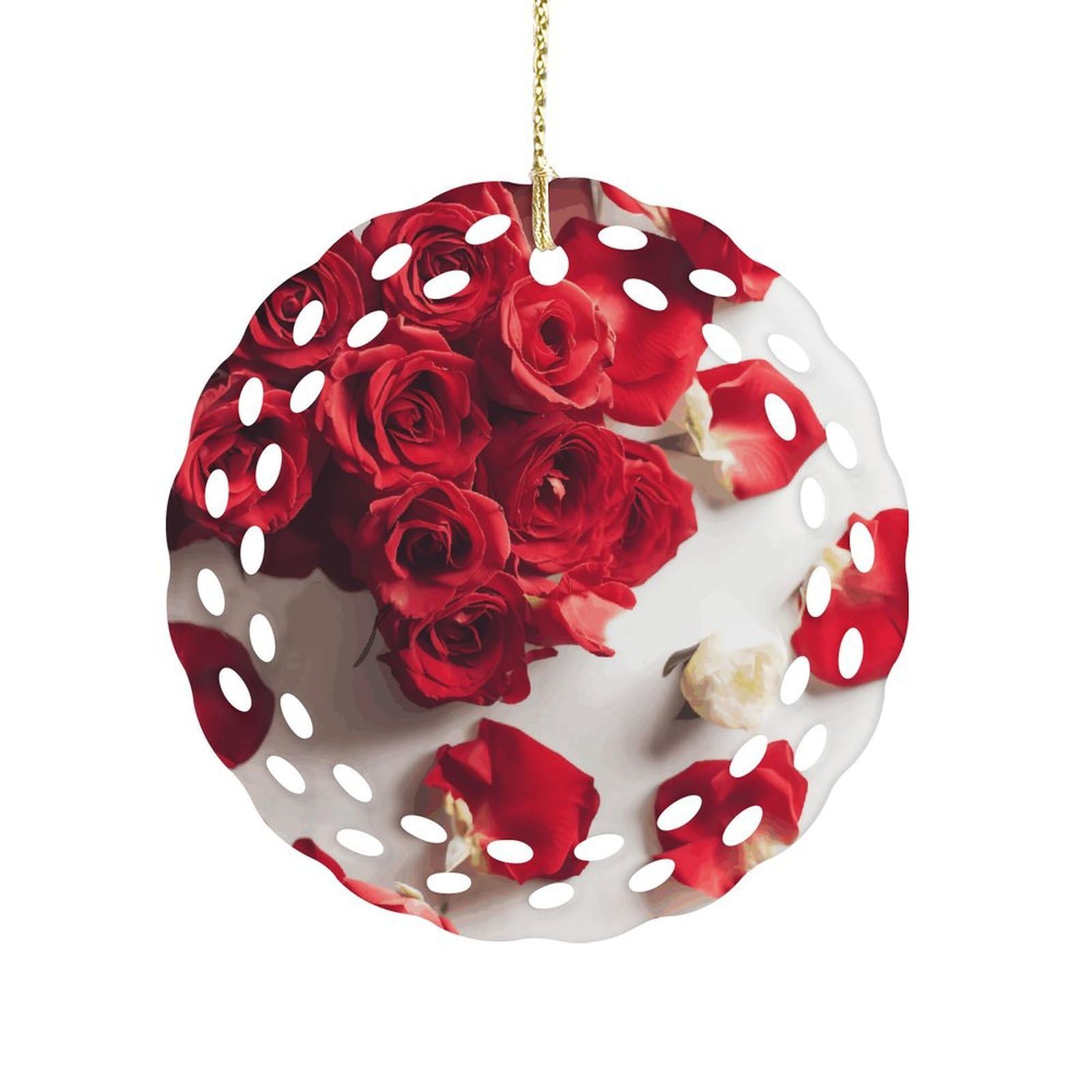 Fodpand Women's Style Flowers On Background Ceramic Ornament For Home Decor 3.2" Round Tree Decoration Christmas Ornaments For Men Double-Sided Design
