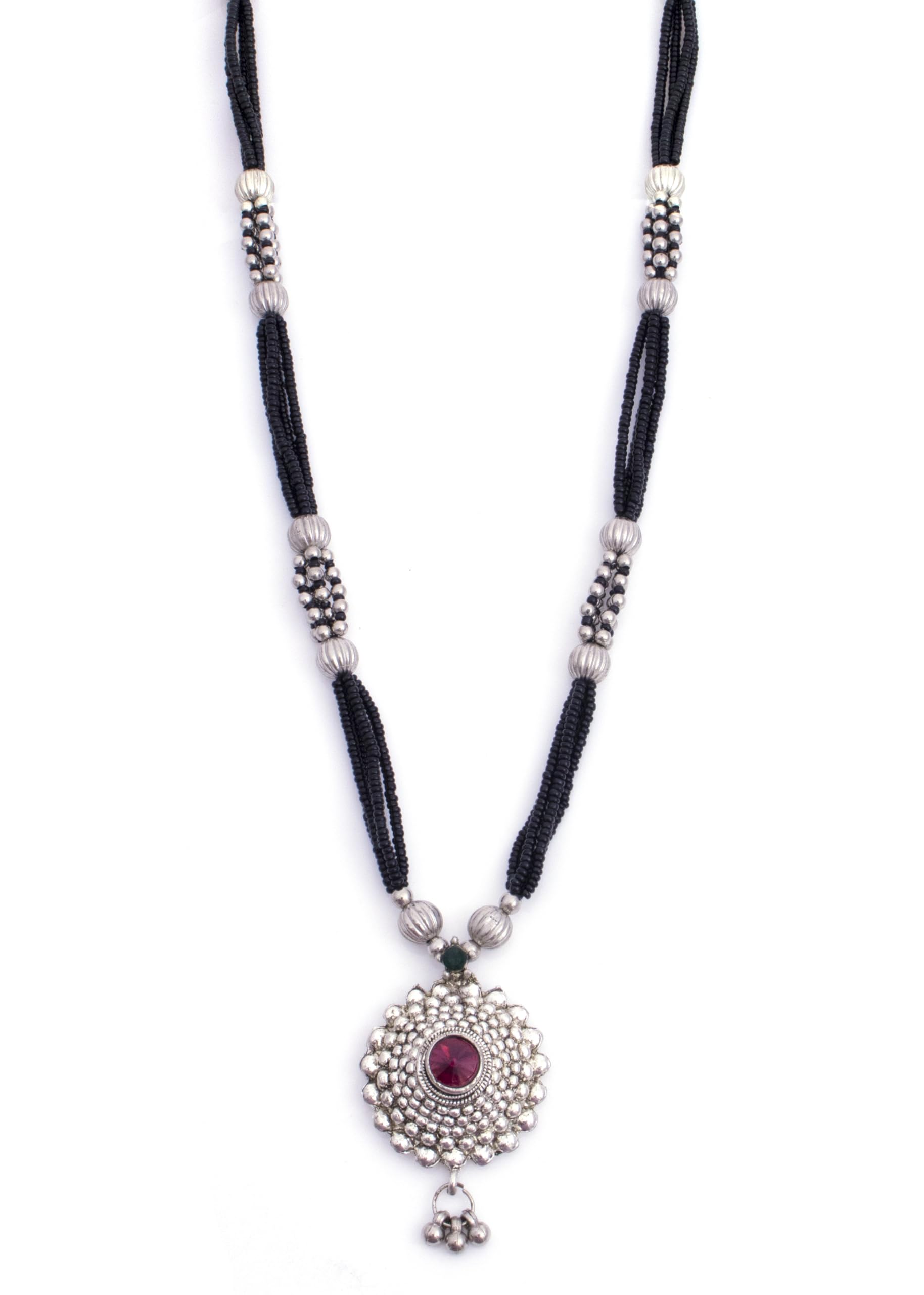 Designer Silver Plated Long Chain Black Beads Mangal Sutra Tali/Tanmaniya/Nallapusalu/Mangalsutra for Women-image-36