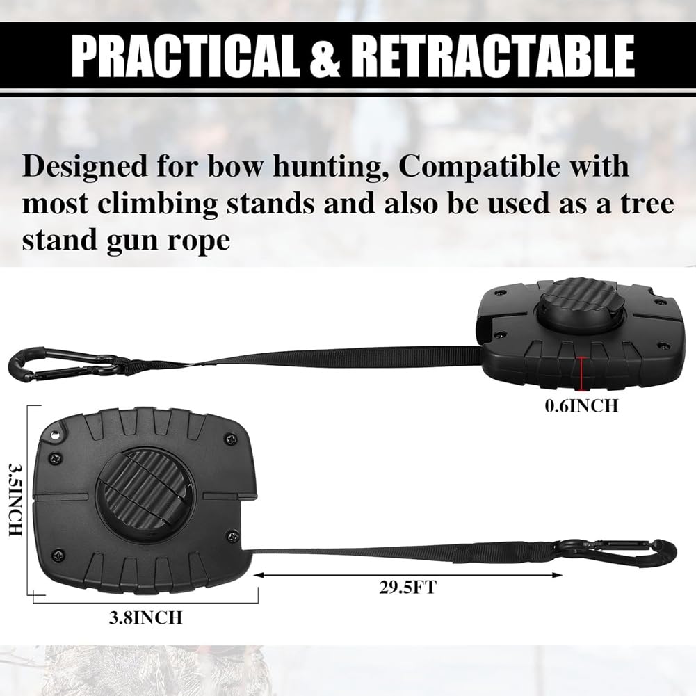 Treestand - Polipasto retráctil de 29.5 pies para caza, accesorios de equipo de caza rápidos y fáciles, 2 unidades