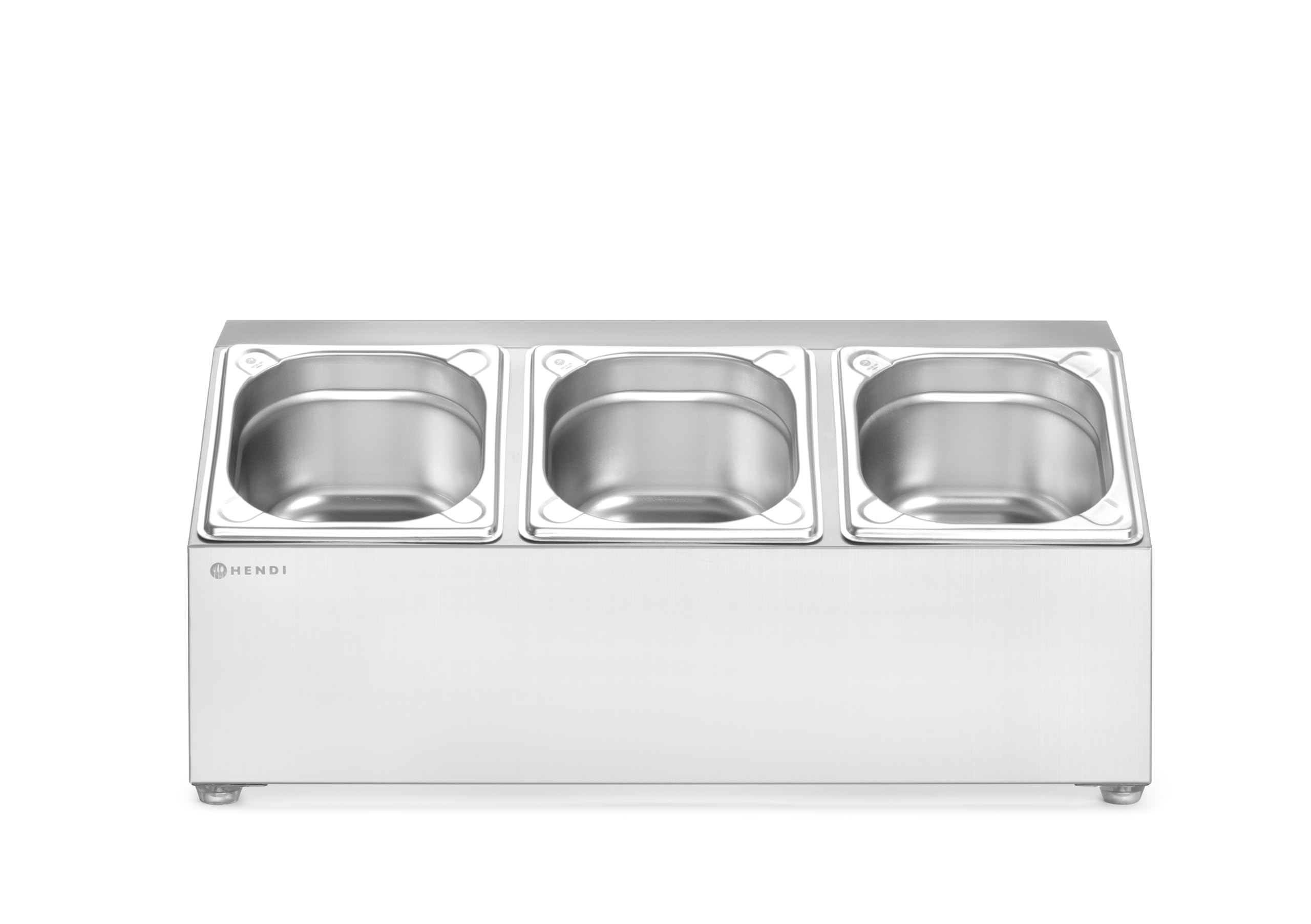 HENDI Soporte para Recipientes Gastronorm, Organizador de Cocina con 3 Compartimentos (3x GN 1/6), Antideslizante y Montaje en Pared, 512x245x(H)215mm, Acero Inoxidable