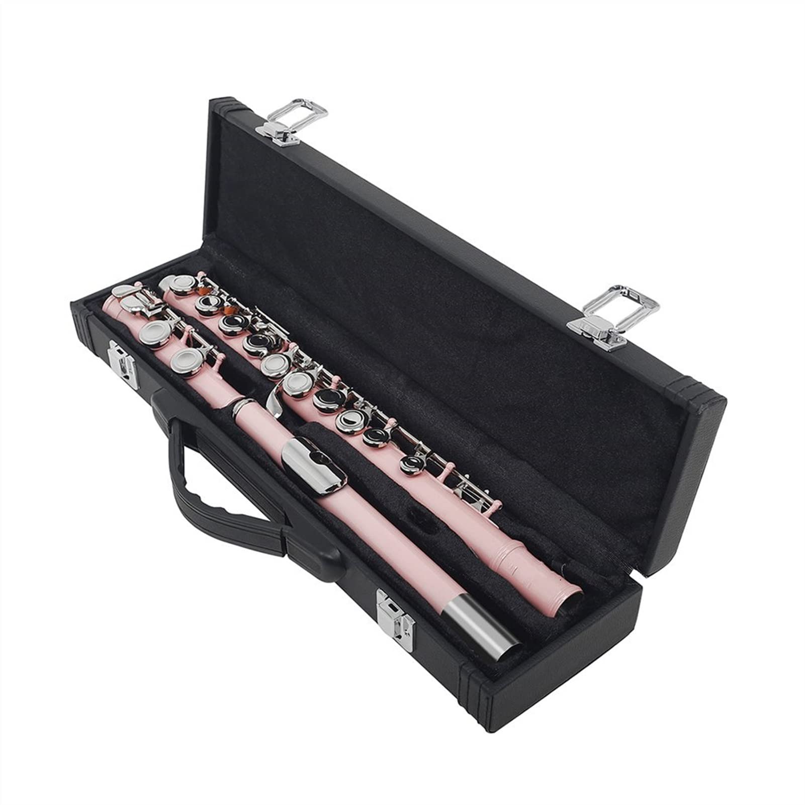 ZUZU 16 Agujeros Flauta Cerrar Agujero C Tono Rosa Flauta Plateado Llave Cupronickel Instrumentos De Viento De Madera con Estuche De Cuero Paño De Limpieza Kit Flauta