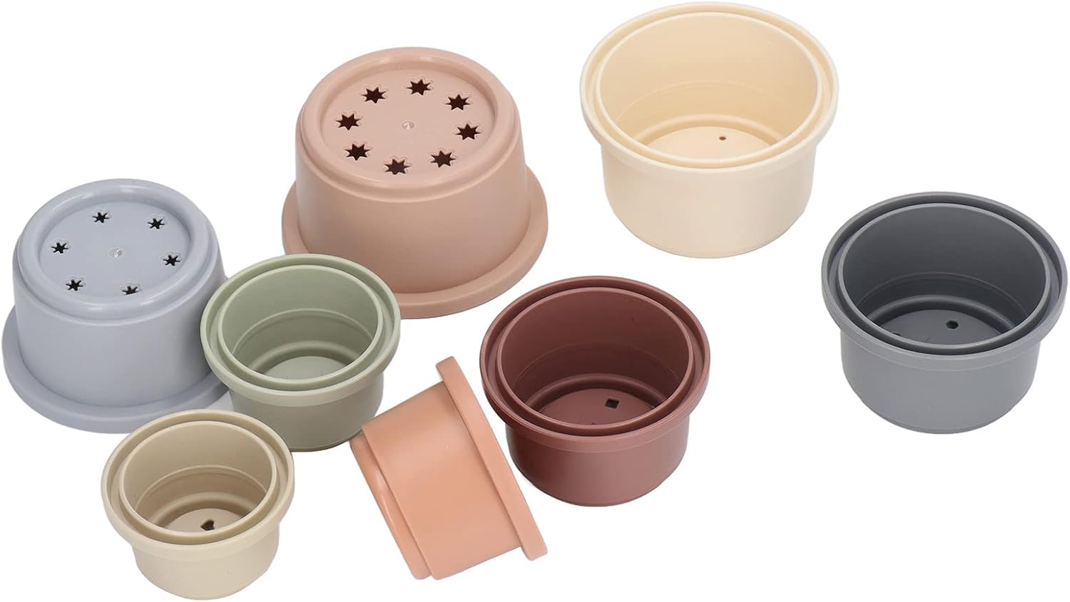 Pongnas 8Pcs Colorful Stacking Cups for Toddlers - Educational Bath Toys and Gift Ideas for Showers