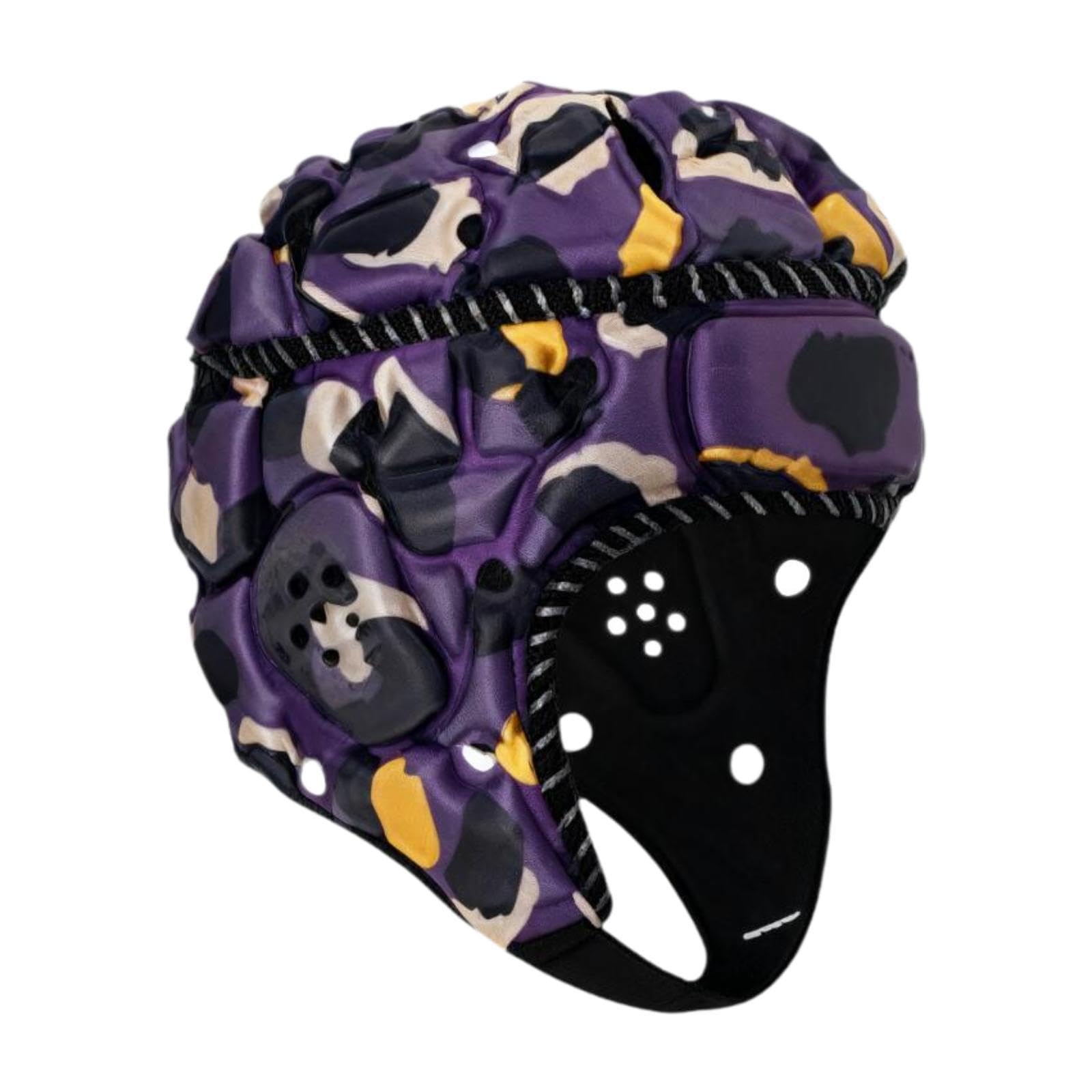 Harilla Rugby Headguards, Professional Soft Padded Rugby Helmet Adjustable Scrum Cap Unisex Anti Collision Football Headgear Soccer Head Protector for Adults Multi-Sports, Purple Yellow