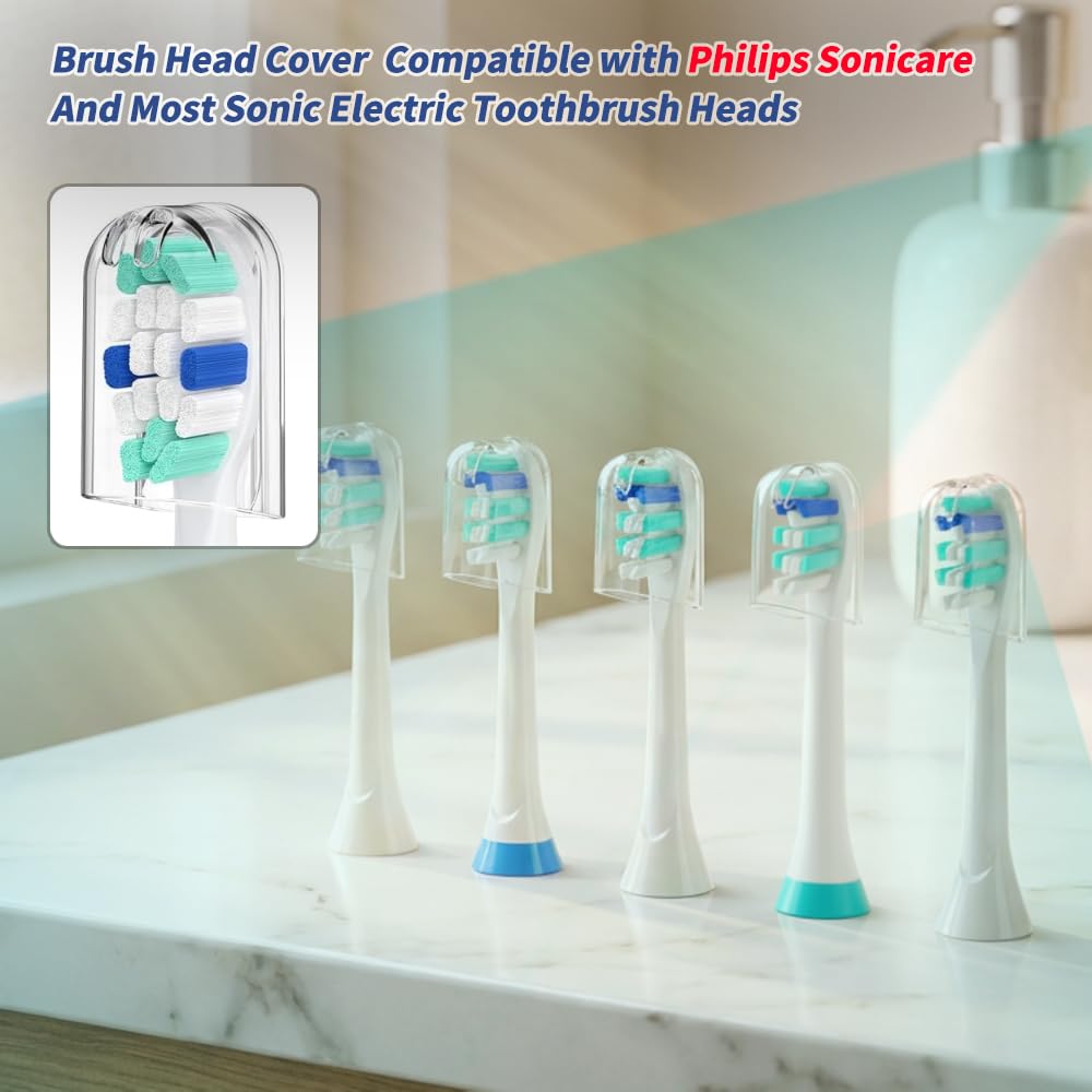 Funda de viaje compatible con los cepillos de dientes eléctricos Philips Sonicare y 6 fundas reutilizables compatibles con los cabezales de cepillo de dientes Philips Sonicare (azul)