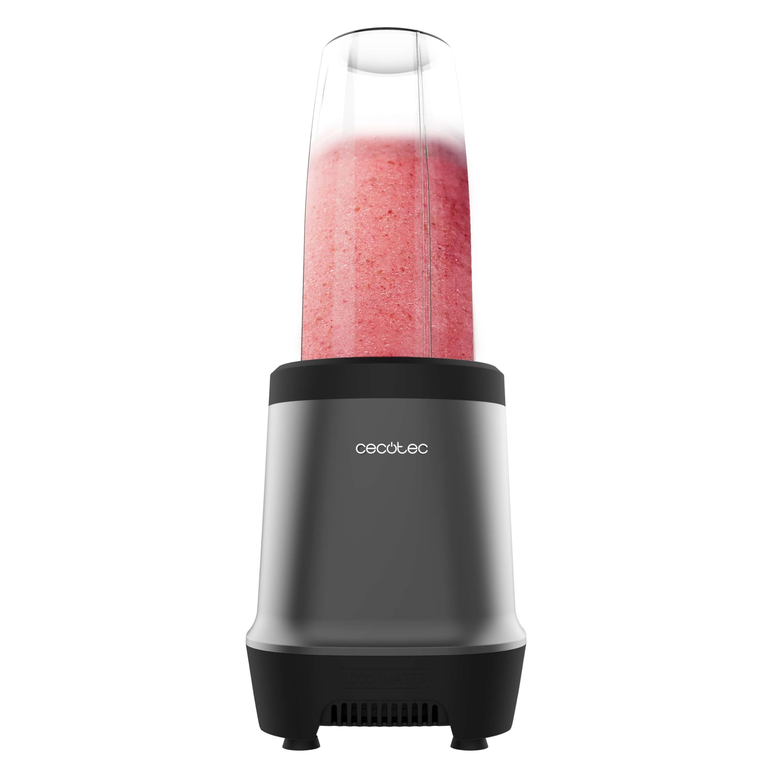 Cecotec Nutriblender Fusion Single Blender, Power 1000 W, 6 Blades Titanium Coating Black, Smothies, Smoothies and Juices, 2 Portable Cups 900 and 500 ml, Ice Pica