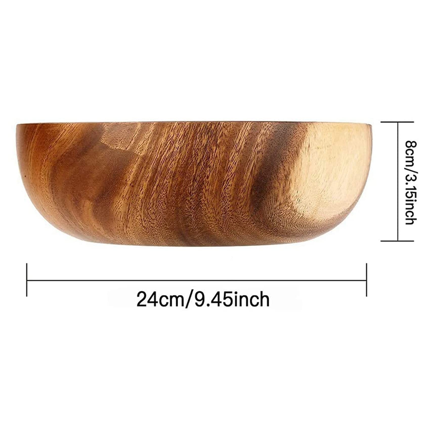 2X Cuenco de Madera de 9,5 Pulgadas, Ensaladera de Madera, Cuenco de Madera Grande para Comida, Frutas, Ensaladas Y Decoración