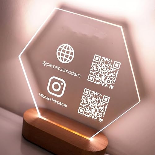 Acrílico personalizado Hexagonal QR Code Sign Scanning Venmo Instagram Facebook Paypal Cashapp Pago Pequeña Pop-Up Shop Placa de revisión Empresa