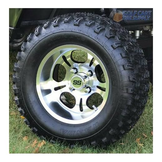 12" LIGHTSIDE Machined Aluminum Wheels and 23x10.5-12 All Terrain Golf Cart Tires Combo - Set of 4