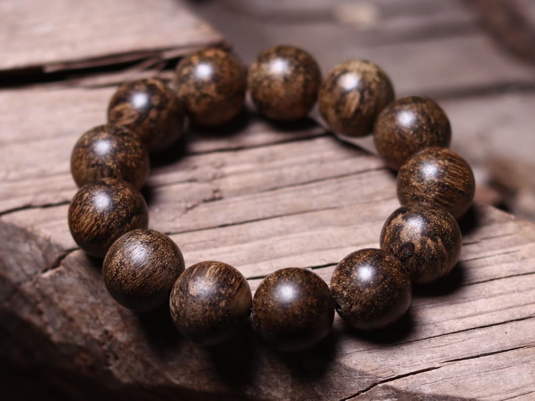 Bracciale vietnamita Qinan in Legno di agar Bracciale con Perline di Preghiera Grado affondante Profumo Floreale e fruttato Dolce