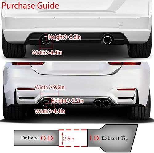 Miniatura 2 de Punta de escape de fibra de carbono 2.5 Entrada 4 salidas Negro brillante Puntas de escape 2.5 Punta de silenciador