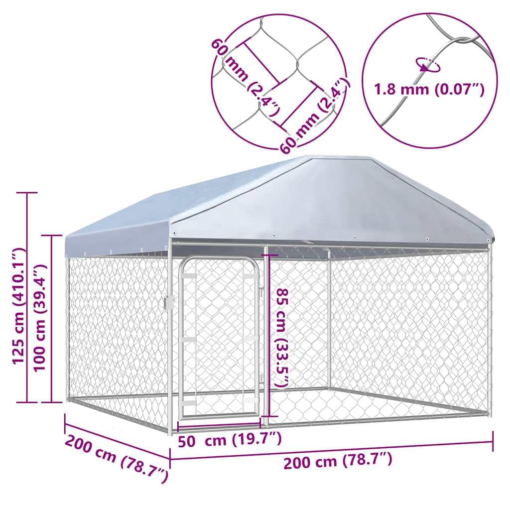 vidaXL Chenil d'Extérieur avec Toit pour Chiens 2x2x1,35 cm Enclos Cage Niche