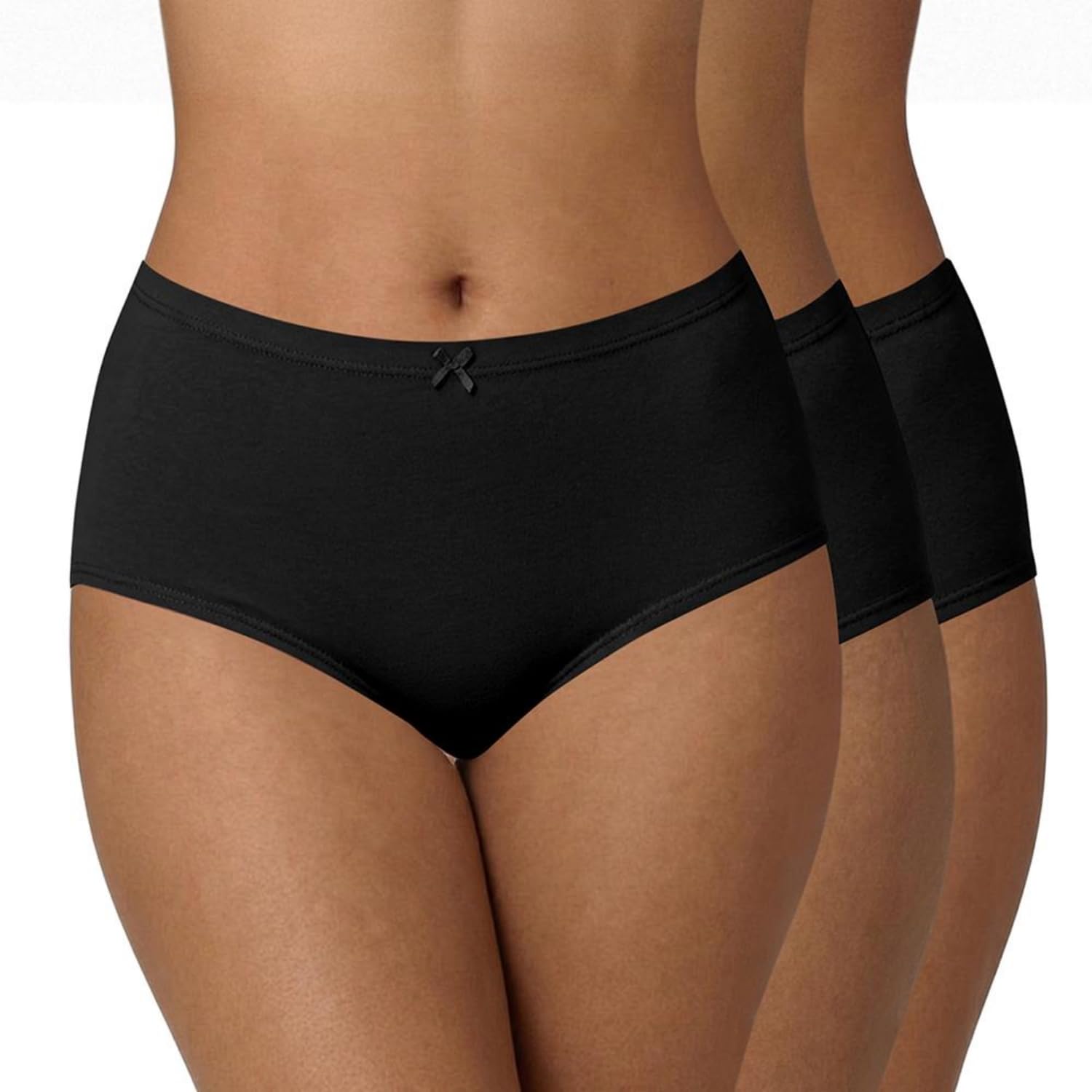 Cotton Anti-Microbial Panties for Women, Seamless, High Rise, Full Brief, Stretch Full Rear Coverage with Inner Elastic Panty (Combo Pack of 3) Full Brief, NYP104, All Black, S, 3N-image-0