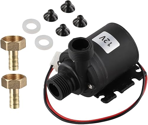 Miniatura 2 de DC 12V 24V Solar Powered Circulating Pump Kit, Low Noise Brushless Motor for Hot Water System, 8Lmin Flow Rate, 12" for NPTfor BSP Threads, Black