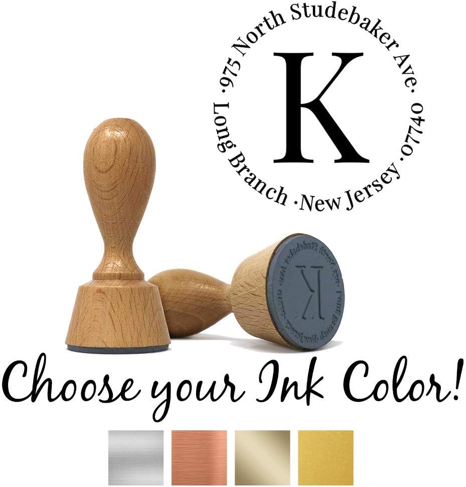 Custom Classic European Hand Stamp with Dye Ink Pad | Solid Oak European Hand Stamp | Design 2