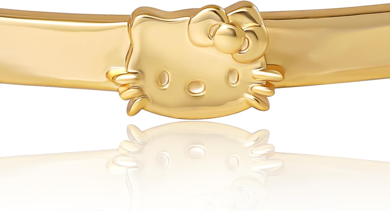 Hello Kitty Bracelet for Women with Clear Crystals Official License, 6.5" 18k Gold Flash Plated Bangle, Sanrio Gifts
