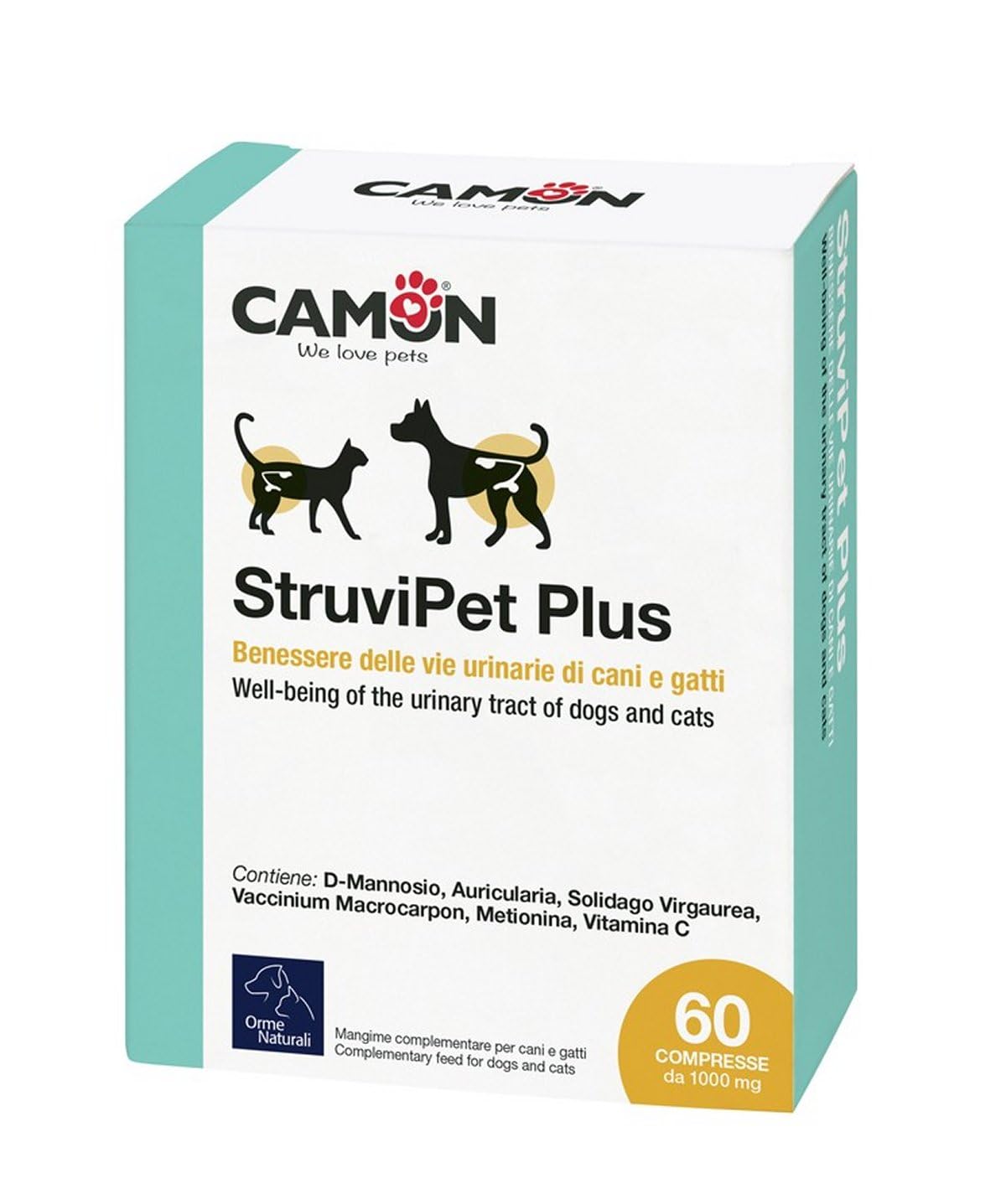 ULISSE Offerta Camon Struvipet Plus 2 Confezioni da 60 Compresse per Il Benessere delle Vie Urinarie del Cane e del Gatto