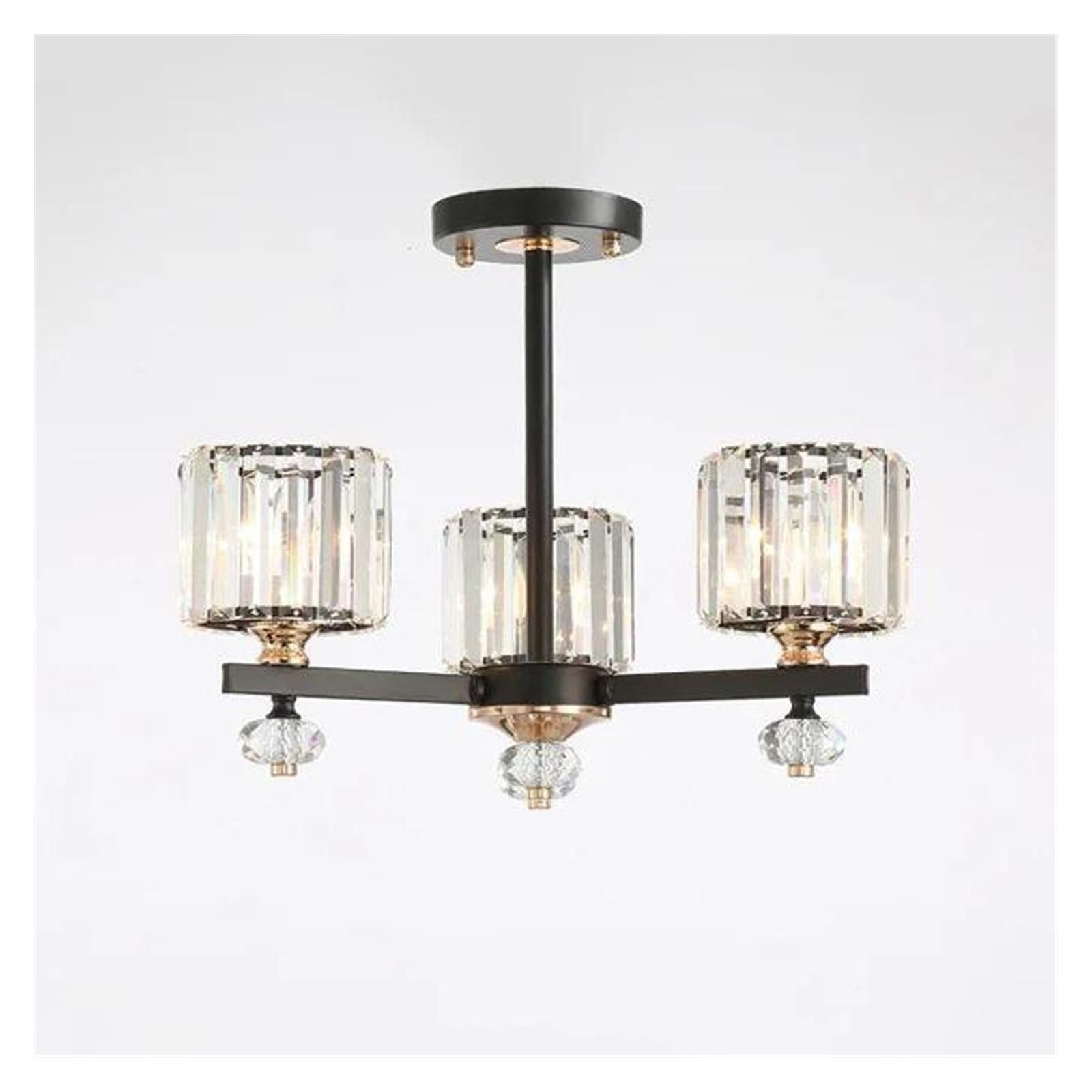 Lustre LED en verre cristal à 3 têtes pour plafond de salle à manger