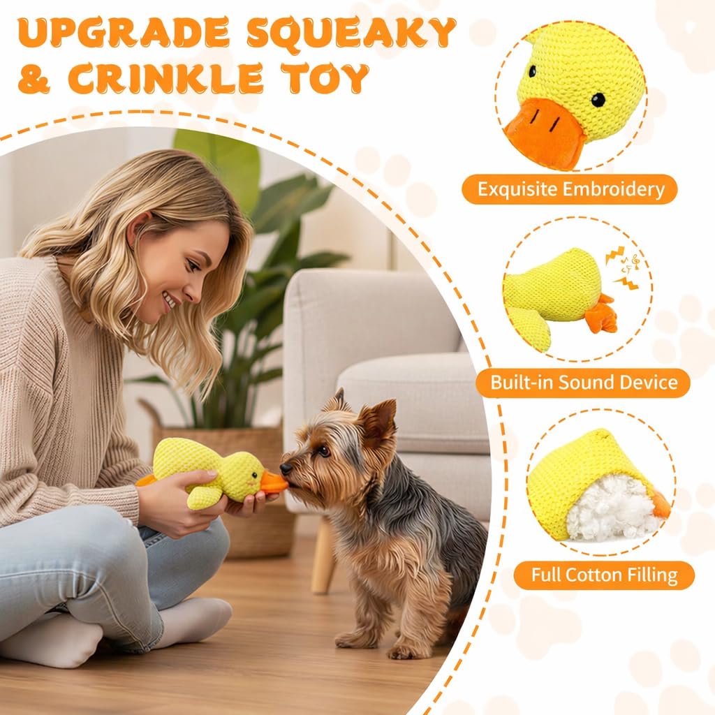 Jouet pour Chien en Peluche Canard Couineur, Jouet Anti-Stress Doux et Résistant pour Chiots et Chiens Petits, Moyens et Grands, 30 cm