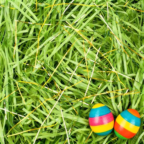 TXXATX 270g Ostergras Geschreddertes Papier Füllmaterial Geschenk Grün Ostergras Grün Hamper Shred Raffia Verpackungsmaterial für Ostern Grass Deko Pakete Geschenkbox Präsentkorb DIY
