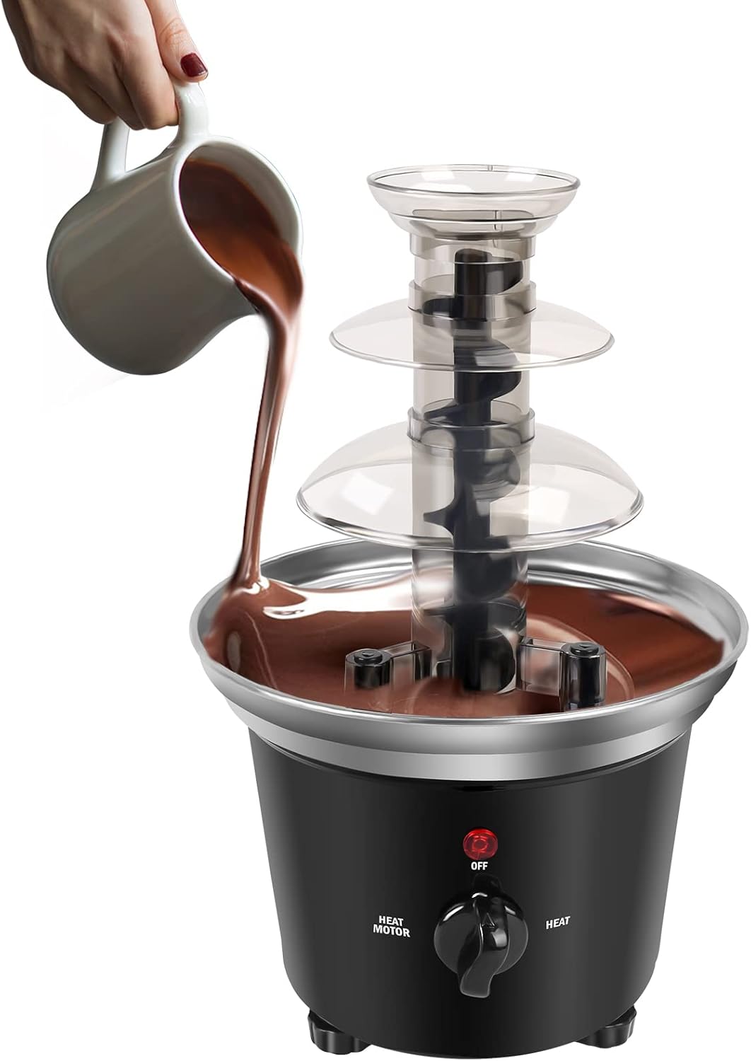 Chocolate Fountain Machine, Plastic Chocolate Melt Dipping Machine Warmer, 3 Tier Tower Cheese Fountain Mini Melting BPA Free 1.2 Pound, for Wedding, for Birthday Party
