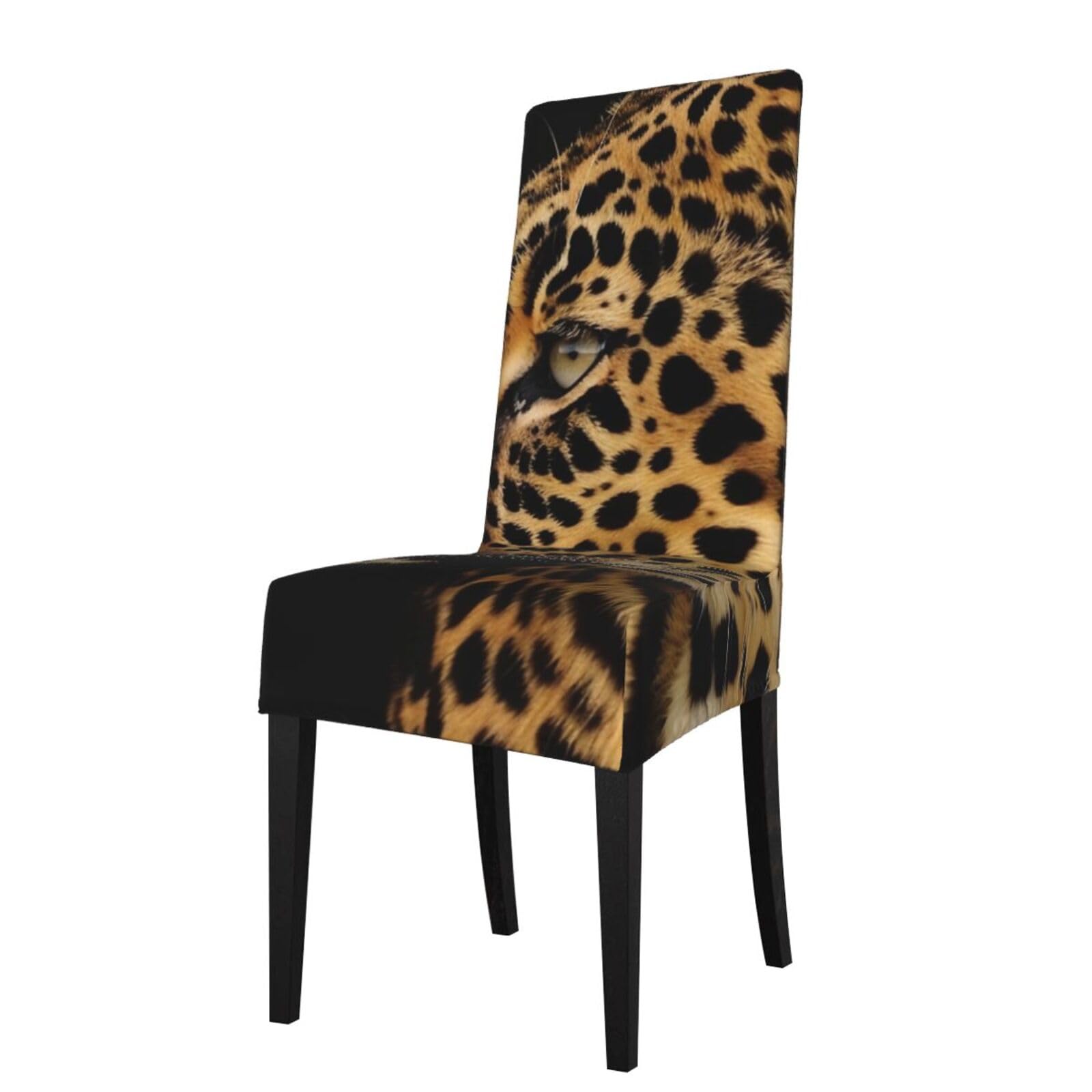 WPKJU Leopard Animal Print Print Dining Chair Covers Removable Chair Seat Covers Decorative for Kitchen & Bar Stools