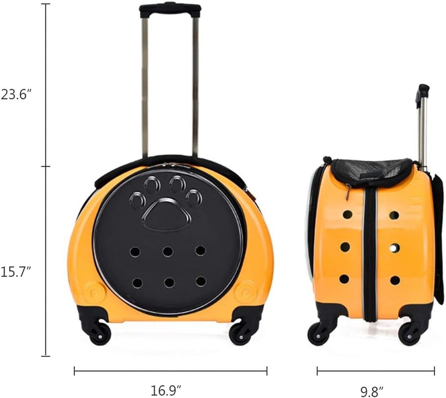 Transportín rodante con Ruedas para Mascotas, Mochila 2 en 1 para Perros y Gatos, Equipaje de Viaje con 4 Ruedas, Aprobado para vuelos, Uso Interior y Exterior, Silver