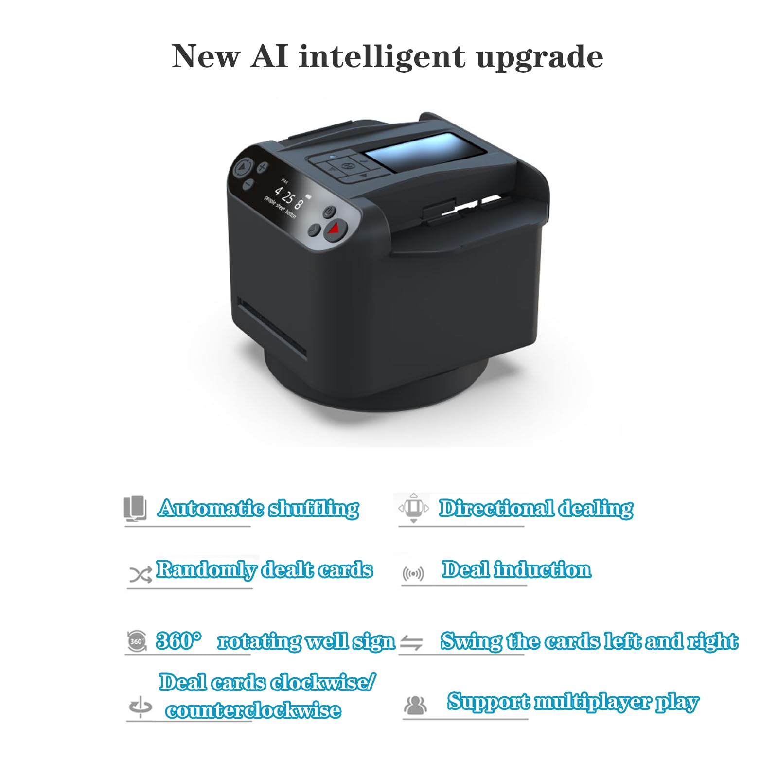 IMOSEI Automatic Card Dealing Machine, Intelligent Card Shuffling & Dealing All-in-one Machine with 4 Control Buttons, Multiple Card Dealing Modes, OLED LCD Display, for UNO, Blackjack, Texas Hold'em