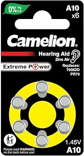 Camelion Extreme Pro A10 Hearing Aid Batteries – Zinc Air – 1.45V – PR70 – 6 Pack – Mercury-Free – Long Life**